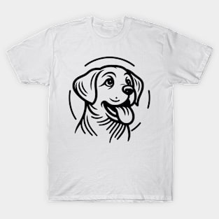 Line art black and white dog T-Shirt